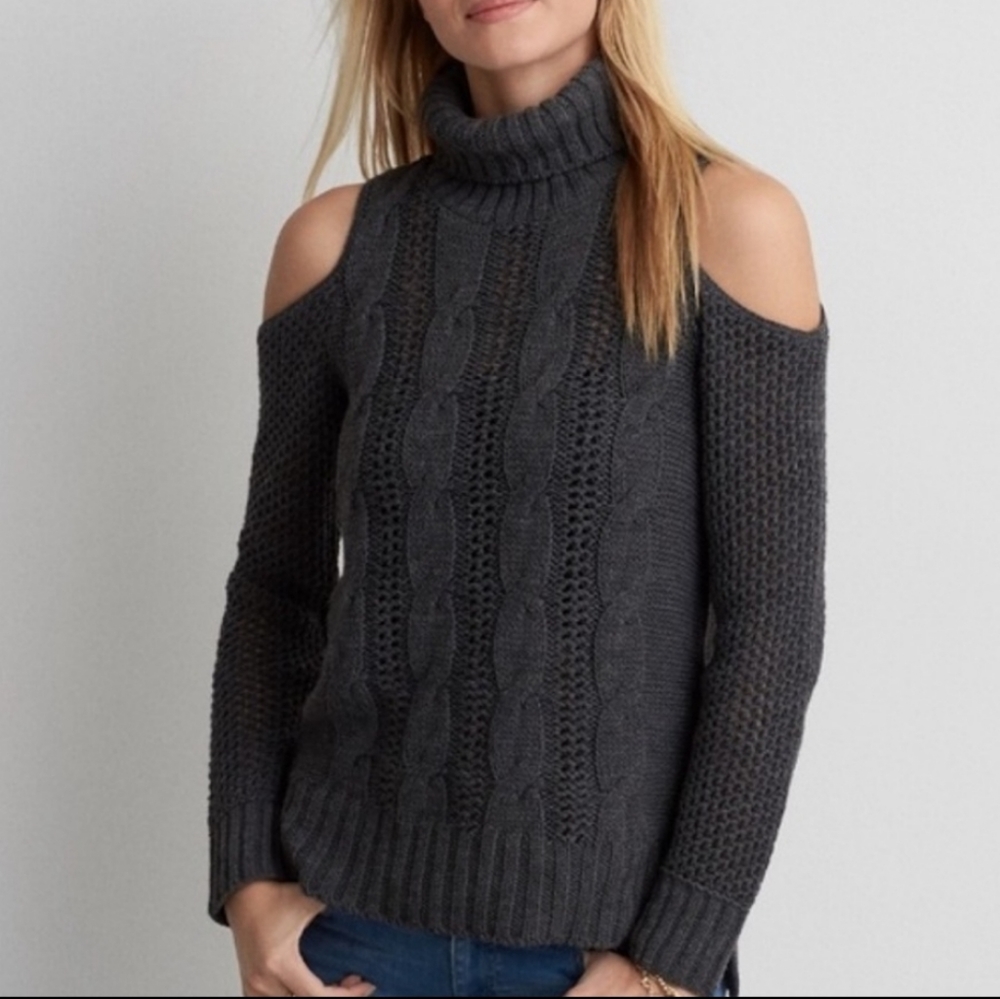 Cold Shoulder Turtleneck Sweater